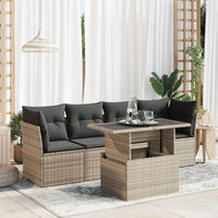 Thumbnail for 5-tlg. Garten-Sofagarnitur mit Kissen Grau Poly Rattan