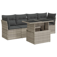Thumbnail for 5-tlg. Garten-Sofagarnitur mit Kissen Hellgrau Poly Rattan