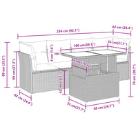 Thumbnail for 5-tlg. Garten-Sofagarnitur mit Kissen Hellgrau Poly Rattan