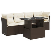 Thumbnail for 5-tlg. Garten-Sofagarnitur mit Kissen Braun Poly Rattan