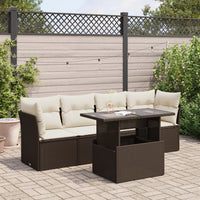 Thumbnail for 5-tlg. Garten-Sofagarnitur mit Kissen Braun Poly Rattan