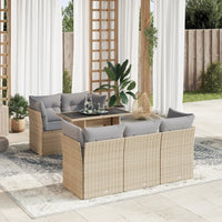 Thumbnail for 6-tlg. Garten-Sofagarnitur mit Kissen Beige Poly Rattan