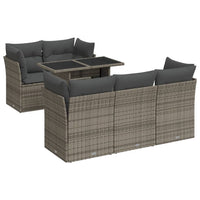 Thumbnail for 6-tlg. Garten-Sofagarnitur mit Kissen Grau Poly Rattan