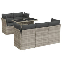 Thumbnail for 6-tlg. Garten-Sofagarnitur mit Kissen Hellgrau Poly Rattan
