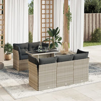 Thumbnail for 6-tlg. Garten-Sofagarnitur mit Kissen Hellgrau Poly Rattan