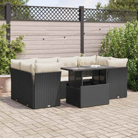 Thumbnail for 7-tlg. Garten-Sofagarnitur mit Kissen Schwarz Poly Rattan