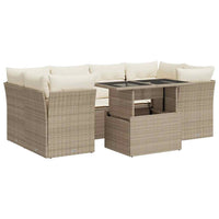 Thumbnail for 7-tlg. Garten-Sofagarnitur mit Kissen Beige Poly Rattan