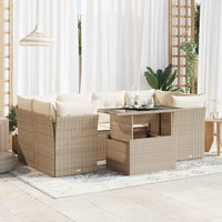 Thumbnail for 7-tlg. Garten-Sofagarnitur mit Kissen Beige Poly Rattan