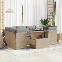 Thumbnail for 7-tlg. Garten-Sofagarnitur mit Kissen Beige Poly Rattan