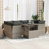 Thumbnail for 7-tlg. Garten-Sofagarnitur mit Kissen Grau Poly Rattan
