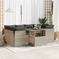 Thumbnail for 7-tlg. Garten-Sofagarnitur mit Kissen Hellgrau Poly Rattan