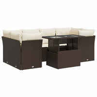 Thumbnail for 7-tlg. Garten-Sofagarnitur mit Kissen Braun Poly Rattan