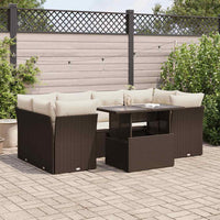 Thumbnail for 7-tlg. Garten-Sofagarnitur mit Kissen Braun Poly Rattan