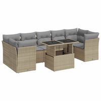 Thumbnail for 8-tlg. Garten-Sofagarnitur mit Kissen Beige Poly Rattan