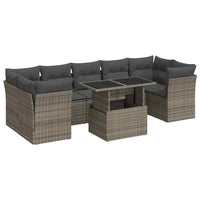 Thumbnail for 8-tlg. Garten-Sofagarnitur mit Kissen Grau Poly Rattan