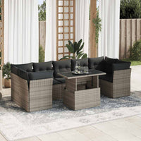 Thumbnail for 8-tlg. Garten-Sofagarnitur mit Kissen Grau Poly Rattan