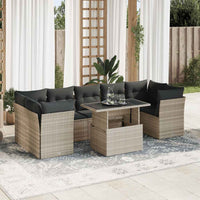 Thumbnail for 8-tlg. Garten-Sofagarnitur mit Kissen Hellgrau Poly Rattan