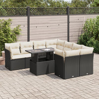 Thumbnail for 9-tlg. Garten-Sofagarnitur mit Kissen Schwarz Poly Rattan