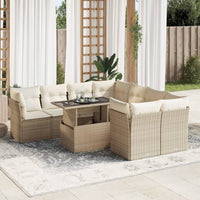 Thumbnail for 9-tlg. Garten-Sofagarnitur mit Kissen Beige Poly Rattan