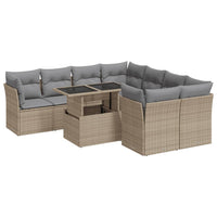 Thumbnail for 9-tlg. Garten-Sofagarnitur mit Kissen Beige Poly Rattan