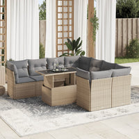 Thumbnail for 9-tlg. Garten-Sofagarnitur mit Kissen Beige Poly Rattan