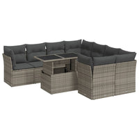 Thumbnail for 9-tlg. Garten-Sofagarnitur mit Kissen Grau Poly Rattan