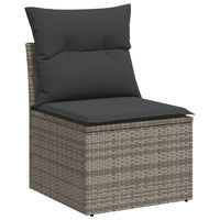 Thumbnail for 9-tlg. Garten-Sofagarnitur mit Kissen Grau Poly Rattan