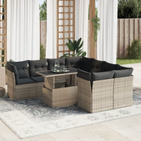 Thumbnail for 9-tlg. Garten-Sofagarnitur mit Kissen Grau Poly Rattan