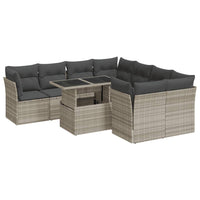 Thumbnail for 9-tlg. Garten-Sofagarnitur mit Kissen Hellgrau Poly Rattan