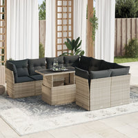 Thumbnail for 9-tlg. Garten-Sofagarnitur mit Kissen Hellgrau Poly Rattan