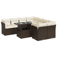 Thumbnail for 9-tlg. Garten-Sofagarnitur mit Kissen Braun Poly Rattan