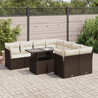 Thumbnail for 9-tlg. Garten-Sofagarnitur mit Kissen Braun Poly Rattan