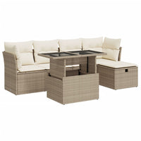 Thumbnail for 6-tlg. Garten-Sofagarnitur mit Kissen Beige Poly Rattan