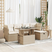 Thumbnail for 6-tlg. Garten-Sofagarnitur mit Kissen Beige Poly Rattan
