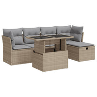 Thumbnail for 6-tlg. Garten-Sofagarnitur mit Kissen Beige Poly Rattan