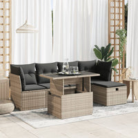 Thumbnail for 6-tlg. Garten-Sofagarnitur mit Kissen Grau Poly Rattan