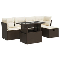 Thumbnail for 6-tlg. Garten-Sofagarnitur mit Kissen Braun Poly Rattan