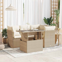 Thumbnail for 5-tlg. Garten-Sofagarnitur mit Kissen Beige Poly Rattan