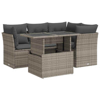 Thumbnail for 5-tlg. Garten-Sofagarnitur mit Kissen Grau Poly Rattan