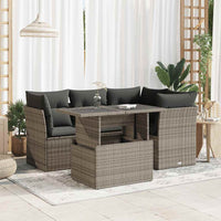 Thumbnail for 5-tlg. Garten-Sofagarnitur mit Kissen Grau Poly Rattan
