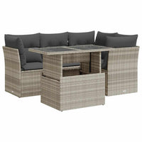 Thumbnail for 5-tlg. Garten-Sofagarnitur mit Kissen Hellgrau Poly Rattan