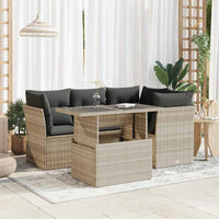 Thumbnail for 5-tlg. Garten-Sofagarnitur mit Kissen Hellgrau Poly Rattan