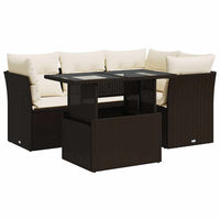 Thumbnail for 5-tlg. Garten-Sofagarnitur mit Kissen Braun Poly Rattan