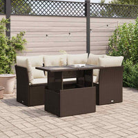 Thumbnail for 5-tlg. Garten-Sofagarnitur mit Kissen Braun Poly Rattan