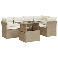 Thumbnail for 6-tlg. Garten-Sofagarnitur mit Kissen Beige Poly Rattan