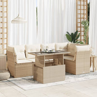 Thumbnail for 6-tlg. Garten-Sofagarnitur mit Kissen Beige Poly Rattan