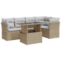 Thumbnail for 6-tlg. Garten-Sofagarnitur mit Kissen Beige Poly Rattan