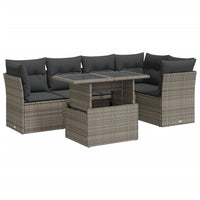 Thumbnail for 6-tlg. Garten-Sofagarnitur mit Kissen Grau Poly Rattan