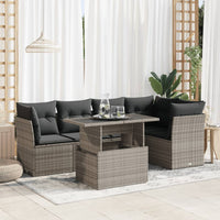 Thumbnail for 6-tlg. Garten-Sofagarnitur mit Kissen Grau Poly Rattan