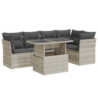Thumbnail for 6-tlg. Garten-Sofagarnitur mit Kissen Hellgrau Poly Rattan
